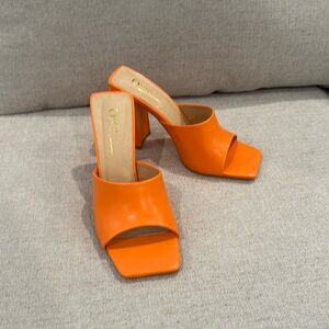 Orange chunk heels